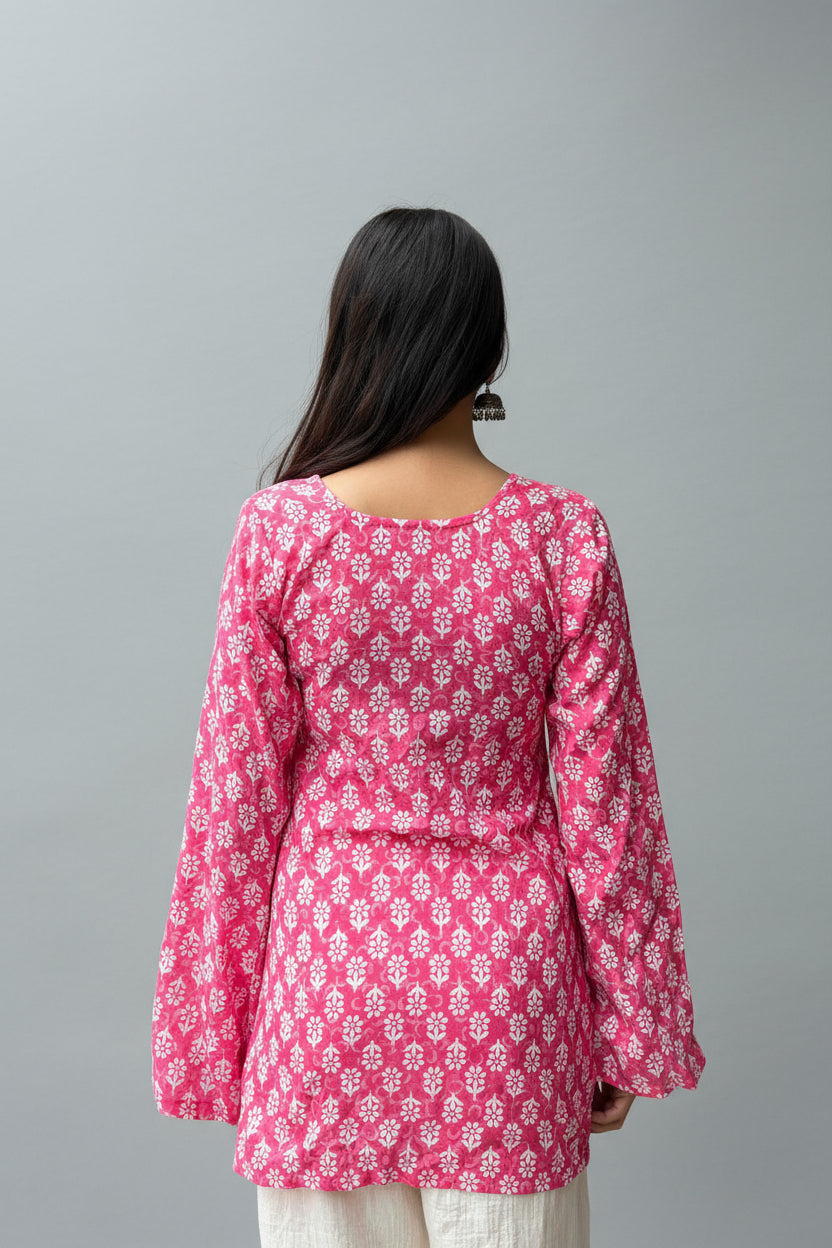 Siya – Pink Buti Sleeved Kurti