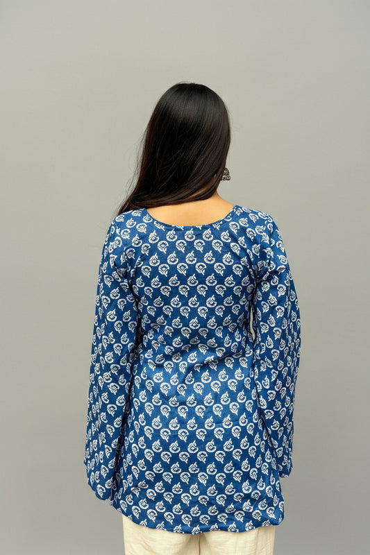 Trisha - Indigo Motif Sleeved Kurti