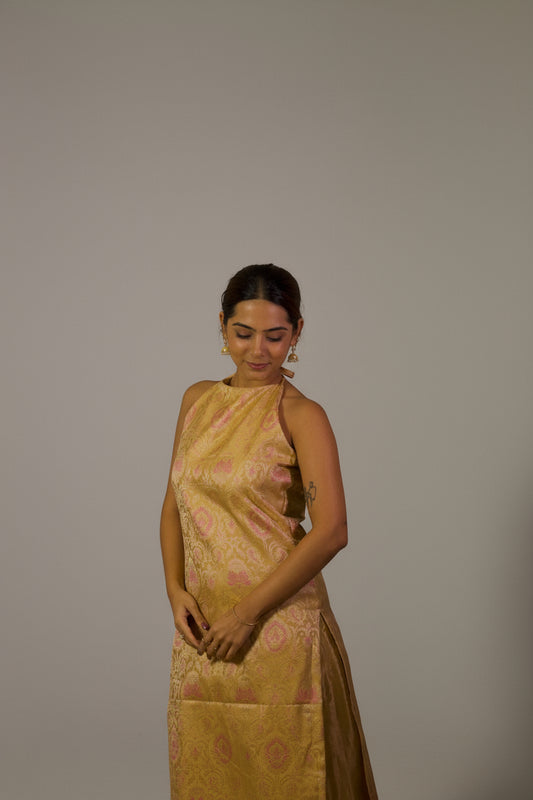 Kiran - Gold Silk Kurta Set
