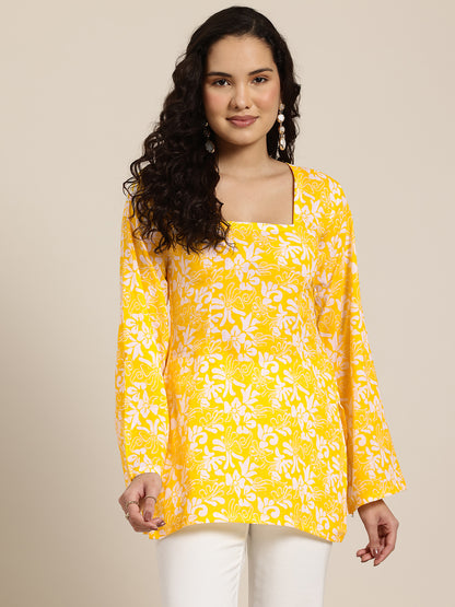 Sana – Marigold Floral Sleeved Kurti