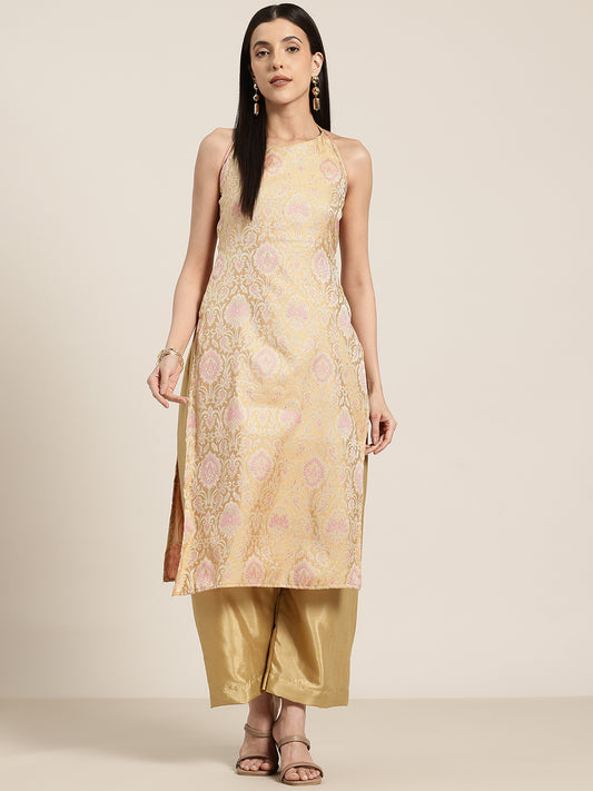 Kiran - Gold Silk Kurta Set