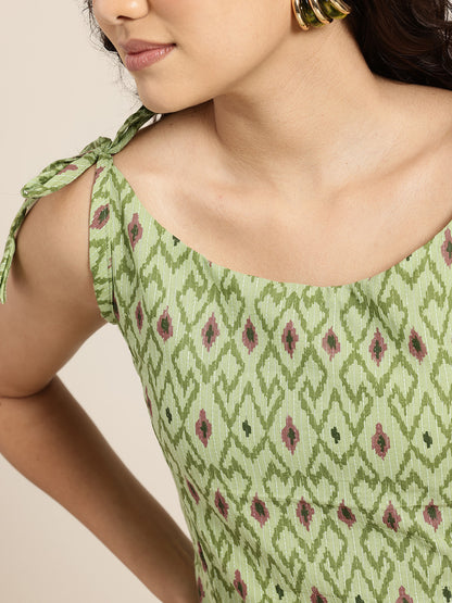 Ira - Green Tie Up Kurti