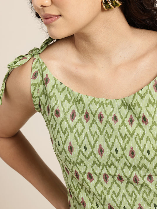 Ira - Green Tie Up Kurti