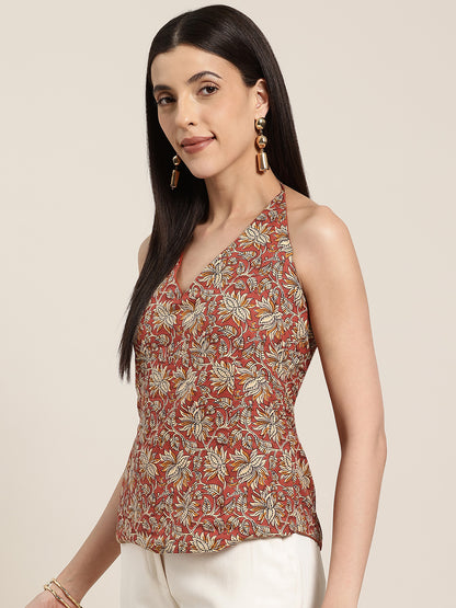 Laila - Red Halter Neck Kurti