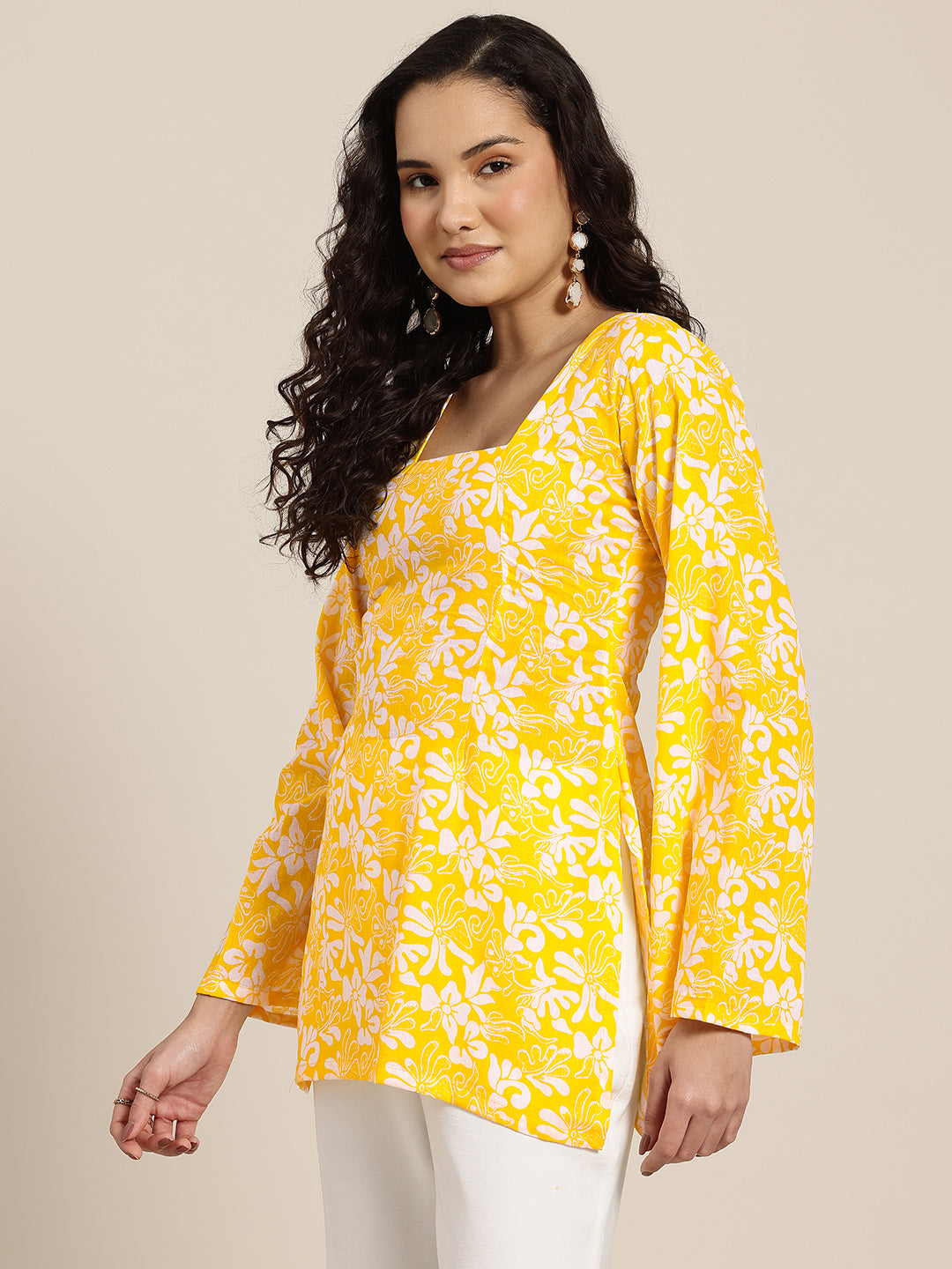 Sana – Marigold Floral Sleeved Kurti