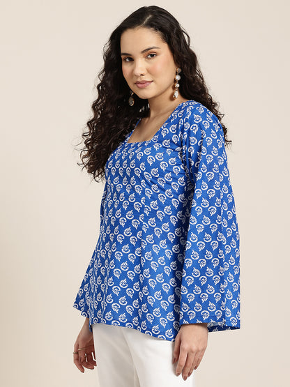 Trisha - Indigo Motif Sleeved Kurti