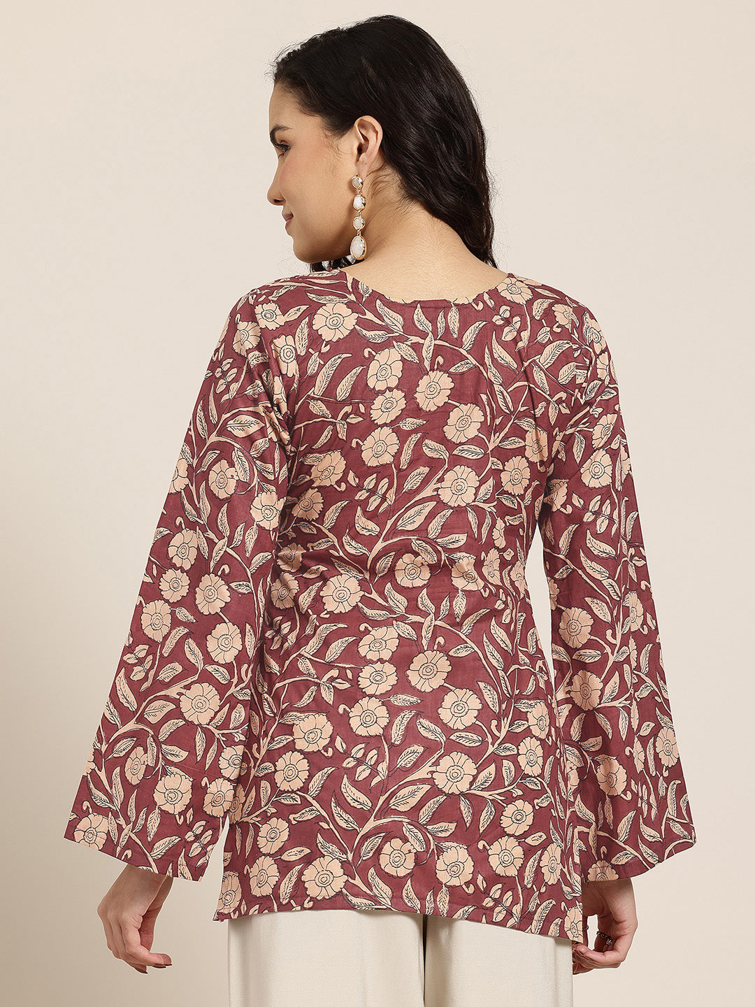 Saba - Maroon Floral Sleeved Kurti
