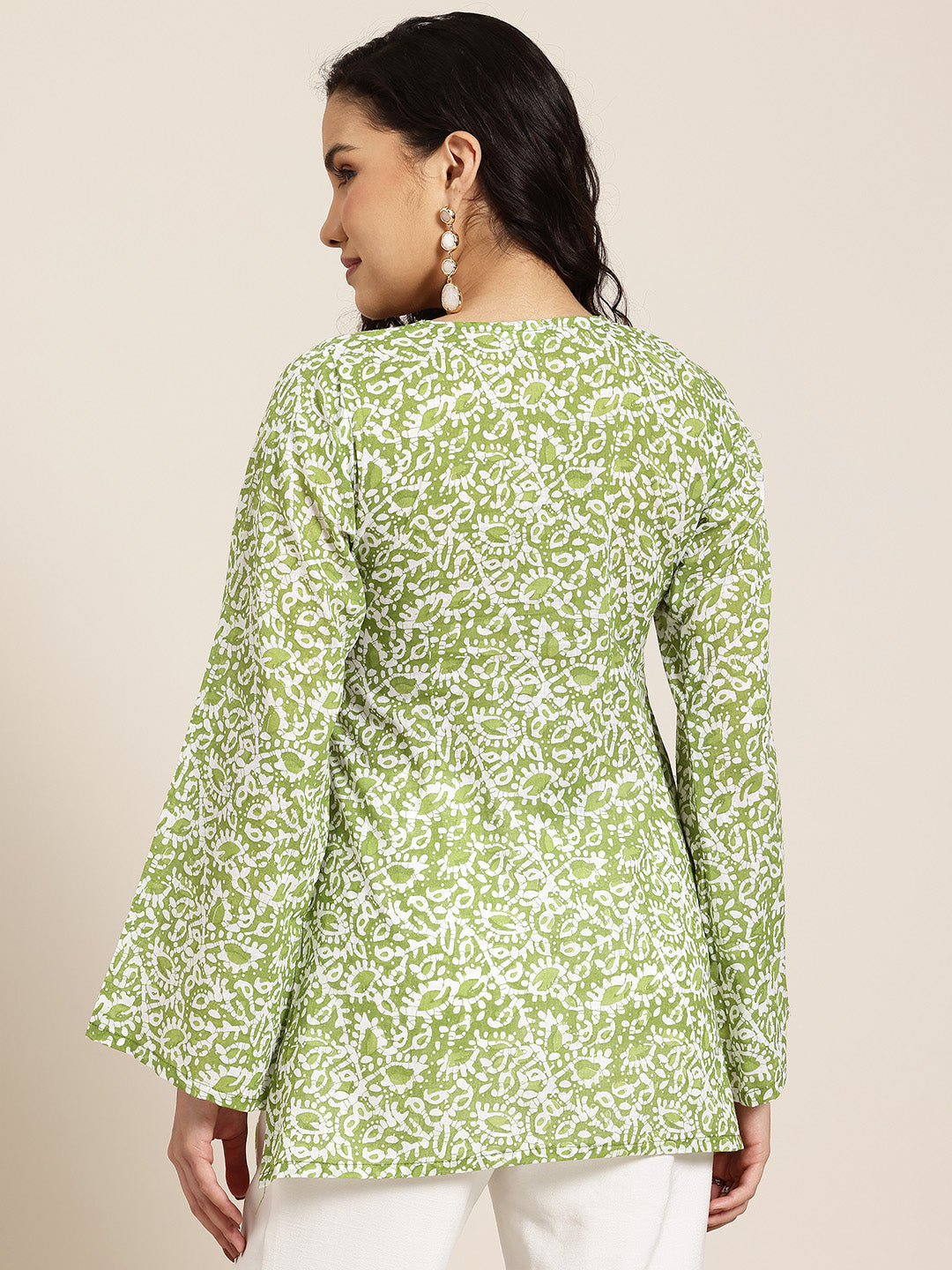Veda – Olive Scatter Sleeved Kurti