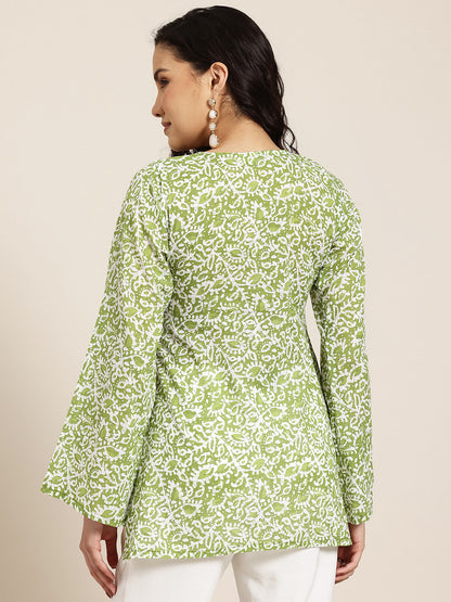 Veda – Olive Scatter Sleeved Kurti