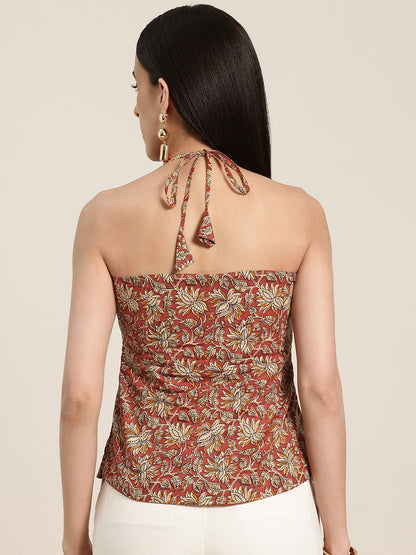 Laila - Red Halter Neck Kurti