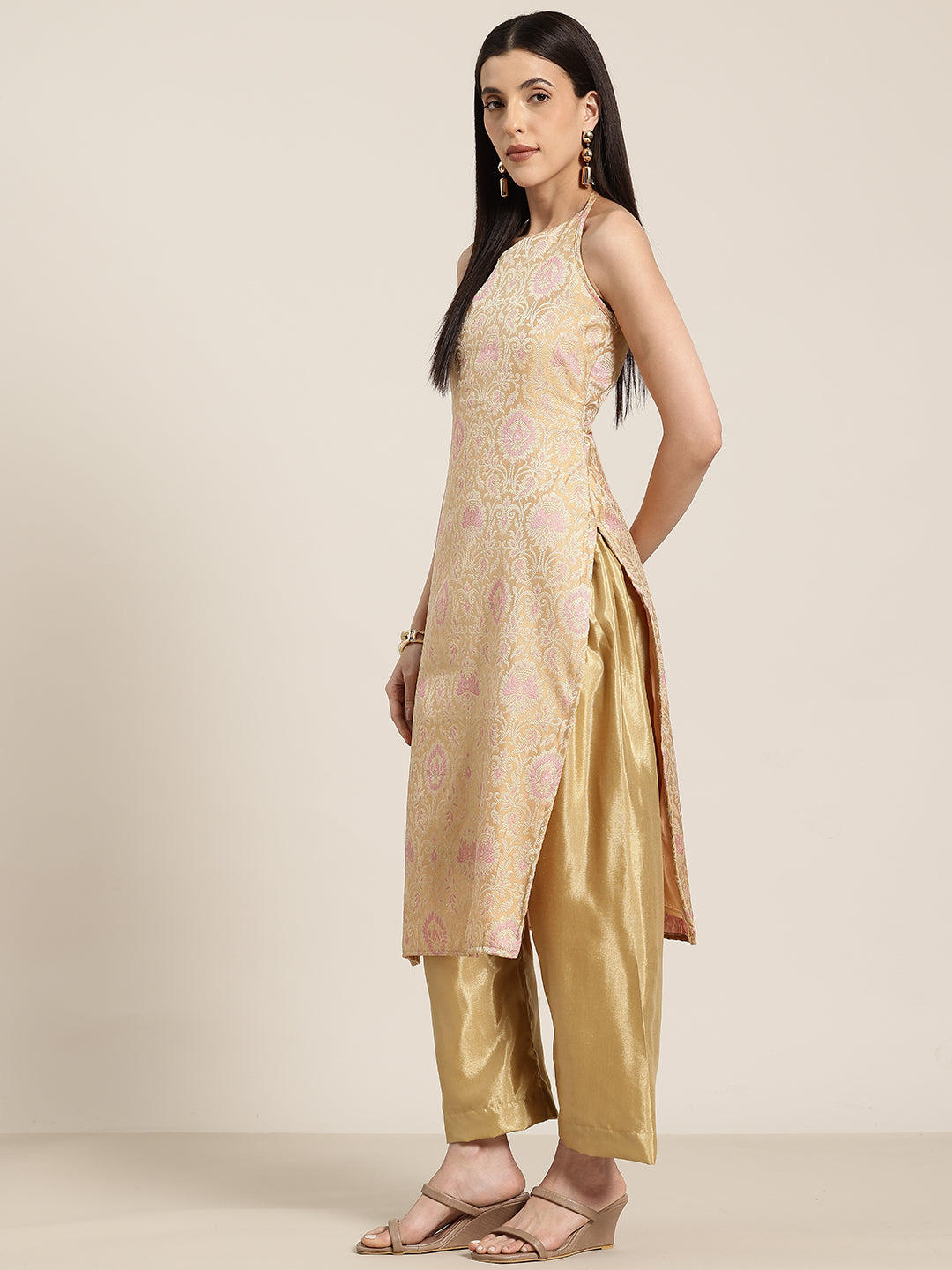 Kiran - Gold Silk Kurta Set