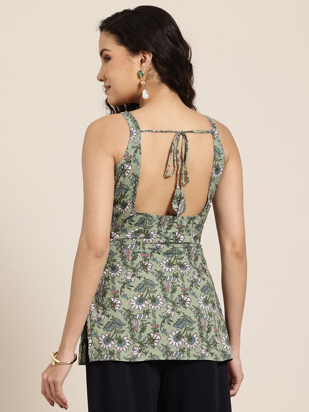 Heer - Green Scoop Back Kurti