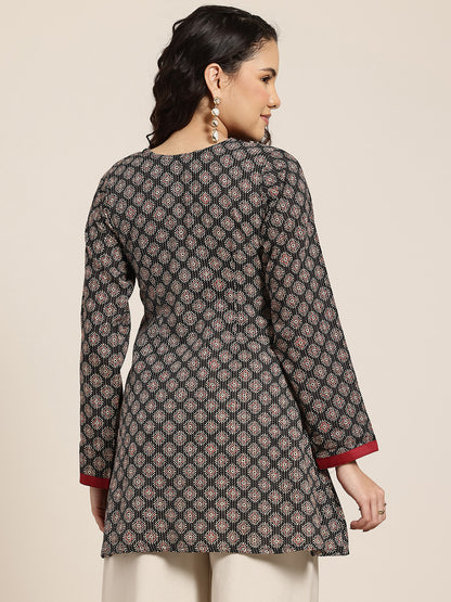 Kajal - Black Motif Sleeved Kurti