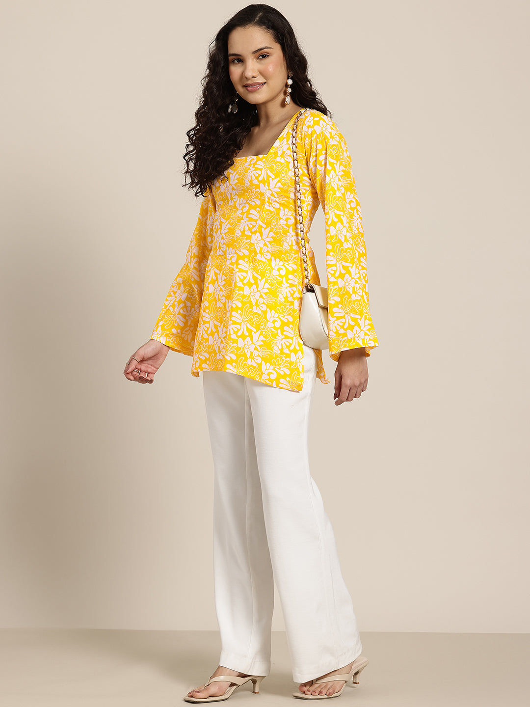 Sana – Marigold Floral Sleeved Kurti