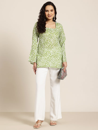 Veda – Olive Scatter Sleeved Kurti