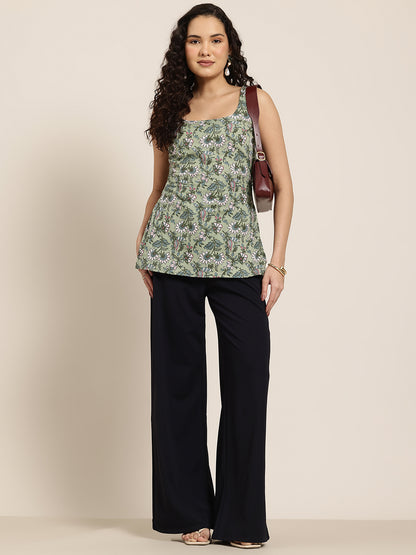 Heer - Green Scoop Back Kurti