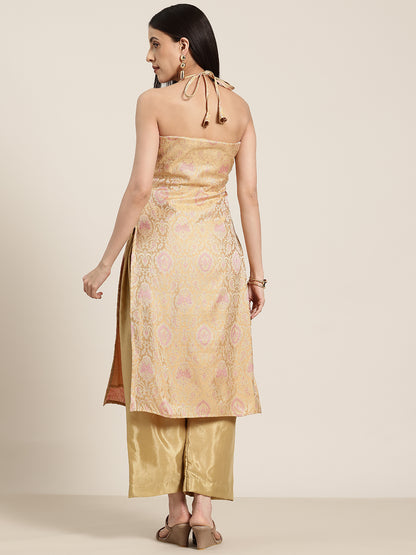 Kiran - Gold Silk Kurta Set