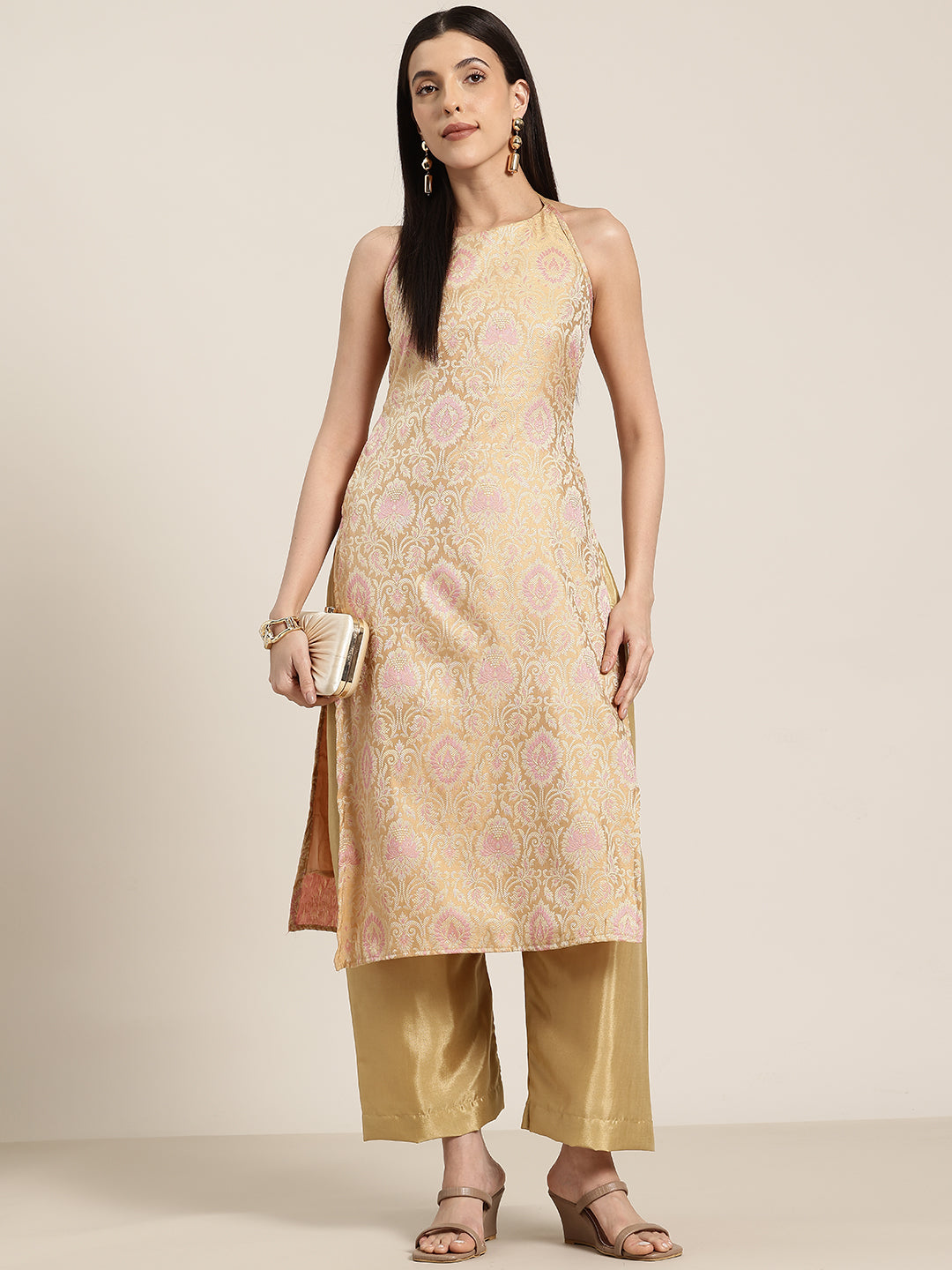 Kiran - Gold Silk Kurta Set