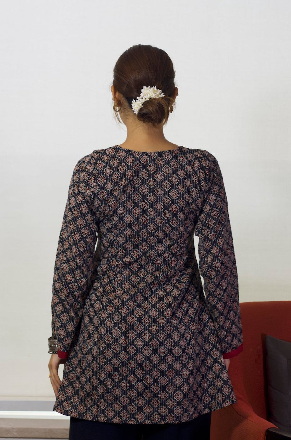 Kajal - Black Motif Sleeved Kurti