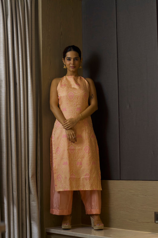 Riya - Pink Silk Kurta Set