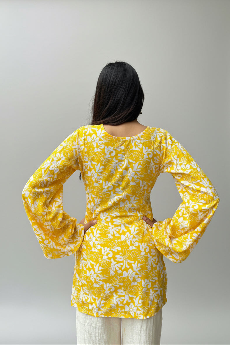 Sana – Marigold Floral Sleeved Kurti