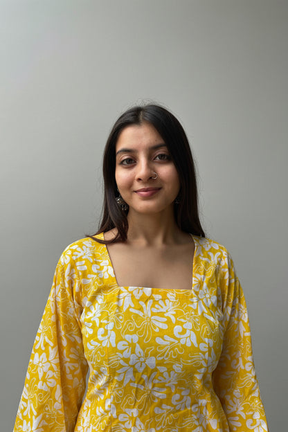 Sana – Marigold Floral Sleeved Kurti