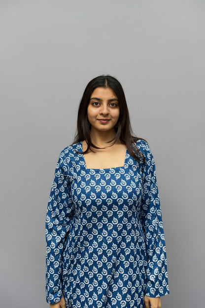 Trisha - Indigo Motif Sleeved Kurti