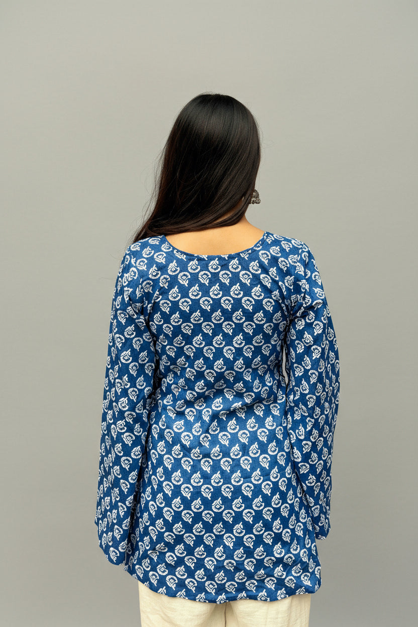 Trisha - Indigo Motif Sleeved Kurti