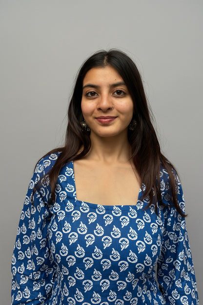 Trisha - Indigo Motif Sleeved Kurti