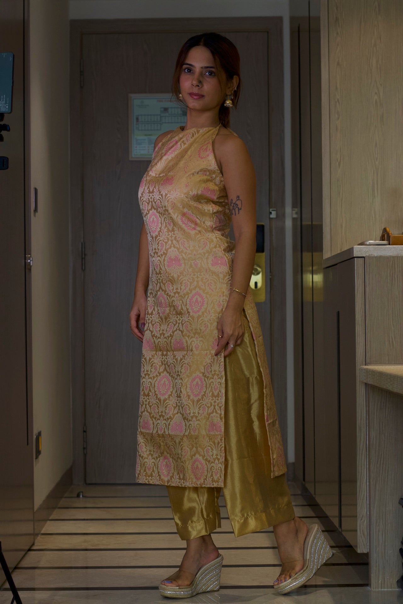 Kiran - Gold Silk Kurta Set