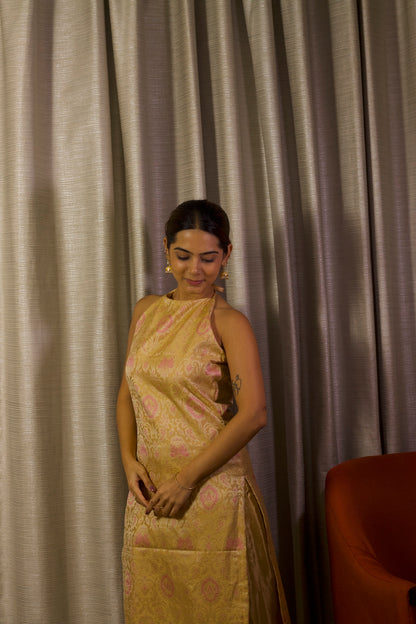 Kiran - Gold Silk Kurta Set