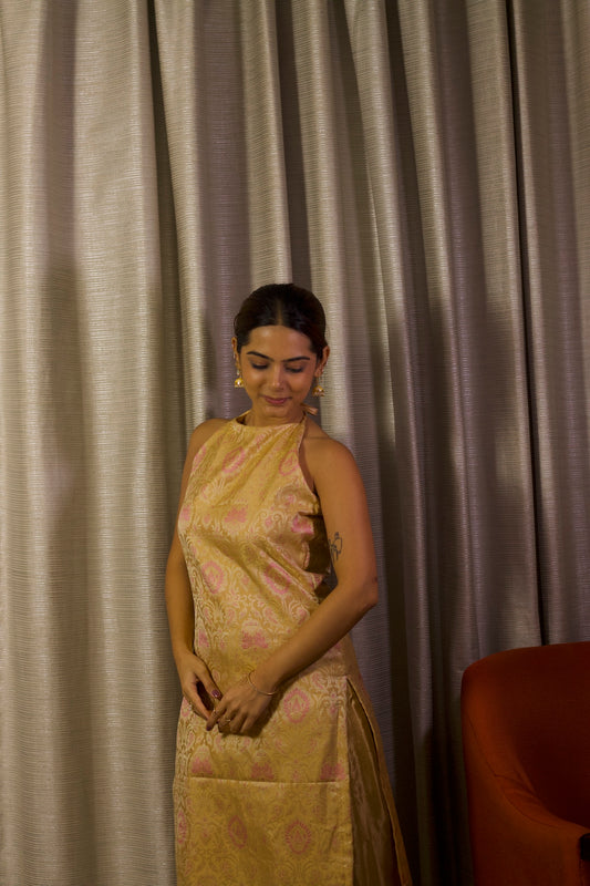 Kiran - Gold Silk Kurta Set