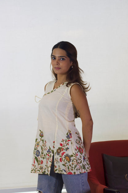 Seher - Ivory Floral Hem Kurti